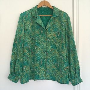 VTG 70s Handmade Silky Shirt Blouse Vintage
